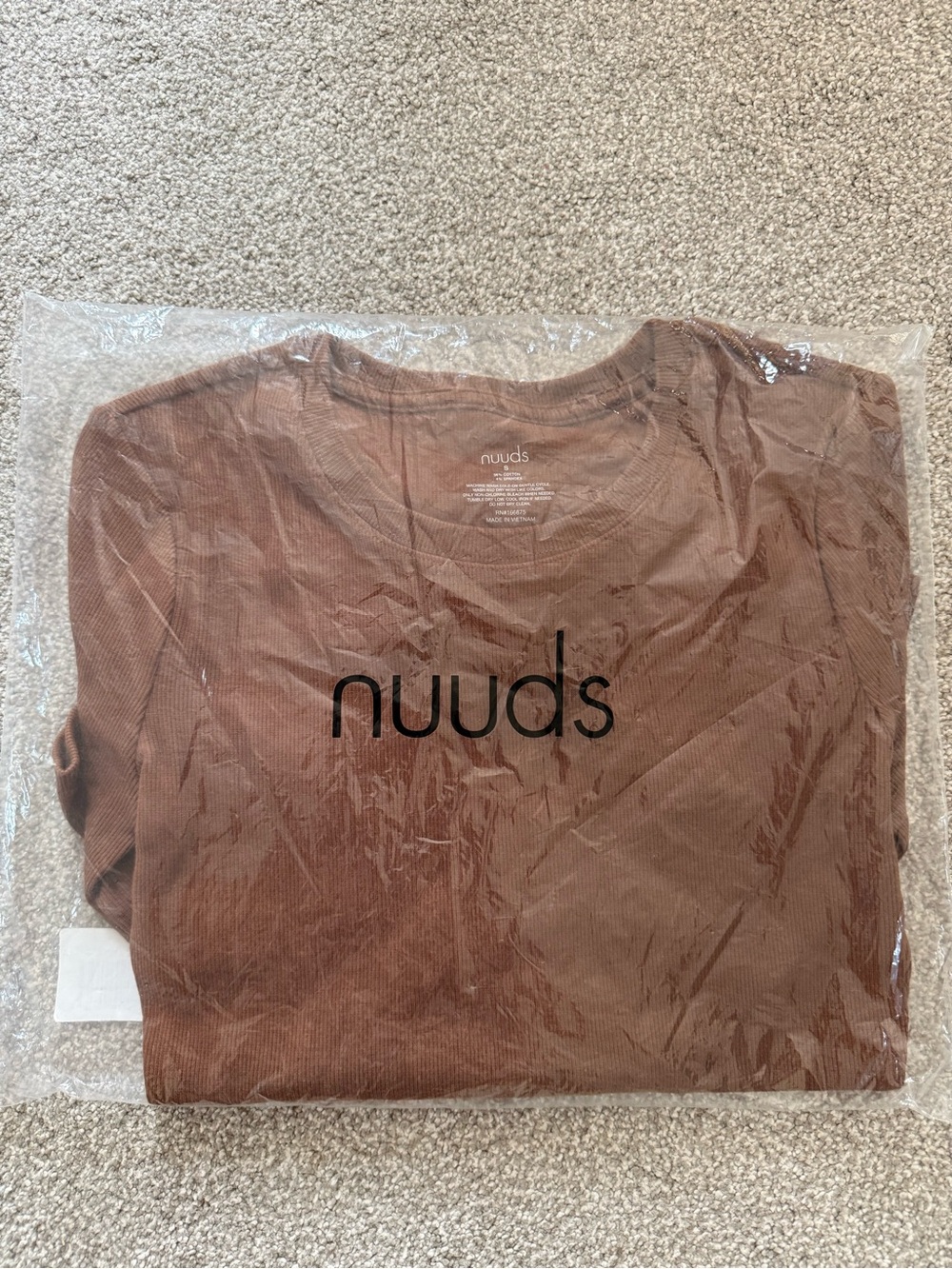 nuuds Ribbed Crew Neck Shirt in Chestnut Brown